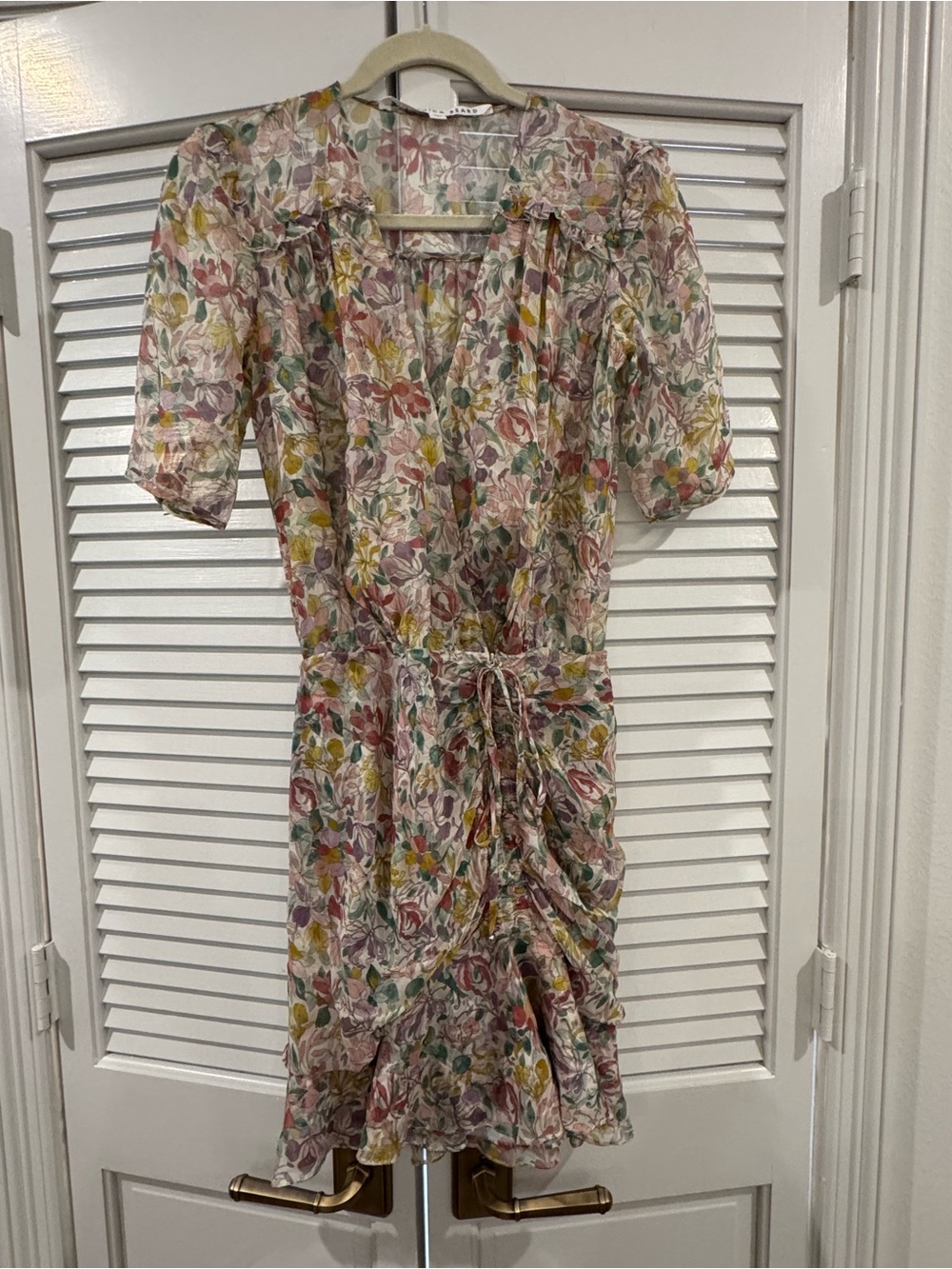 Veronica Beard Blush Floral Wrap Midi Dress